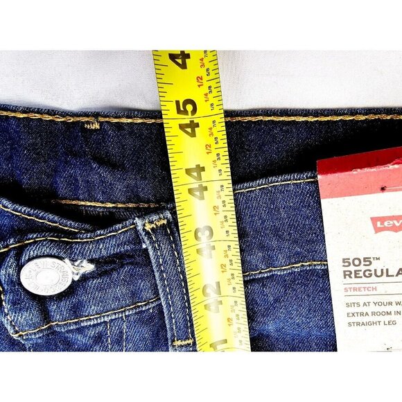 Levi's Size 32X34 Men 505 Regular Stretch Straight Leg Blue Denim Logo Jeans NWT - Picture 12 of 14